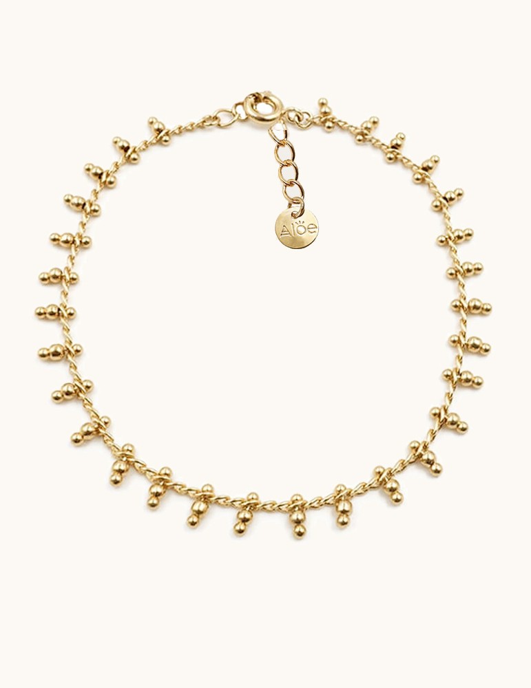 Bracelet chaîne et perles en plaqué or