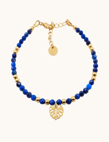 Bracelet Iléa en plaqué or et lapis lazuli Aloe Bijoux