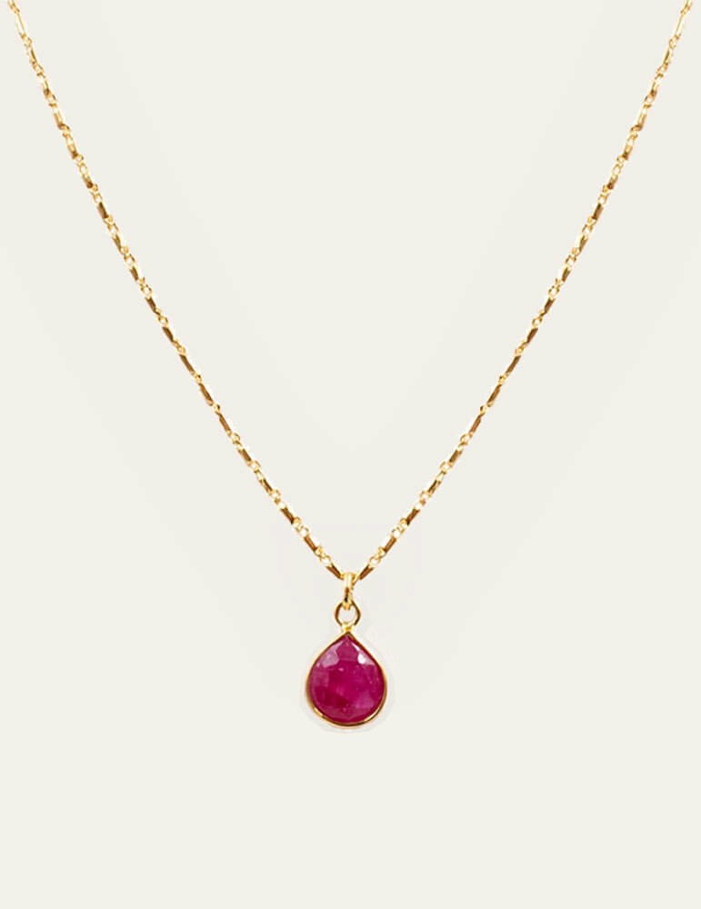 Collier plaqué or avec goutte Emeraude ou Rubis Colliers