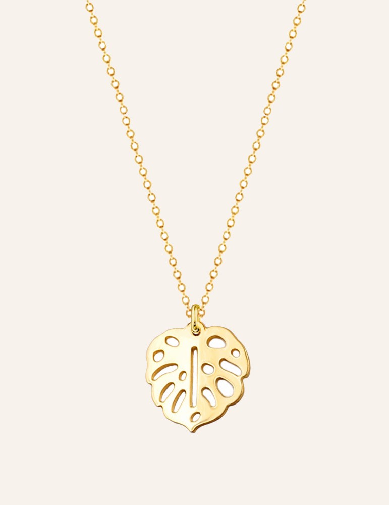 Collier petite feuille Monstera en plaqué or Colliers Collier petite feuille Monstera en plaqué or Colliers