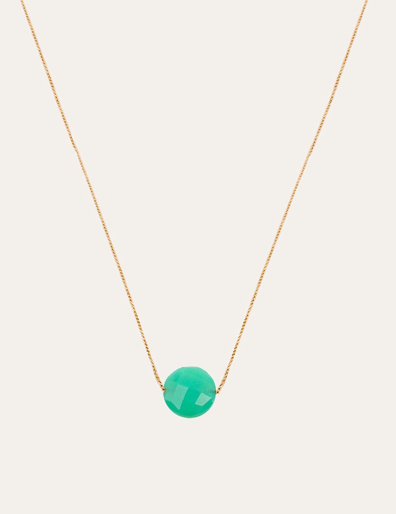 Collier Chrysoprase ronde en Plaqué or Aloe Bijoux