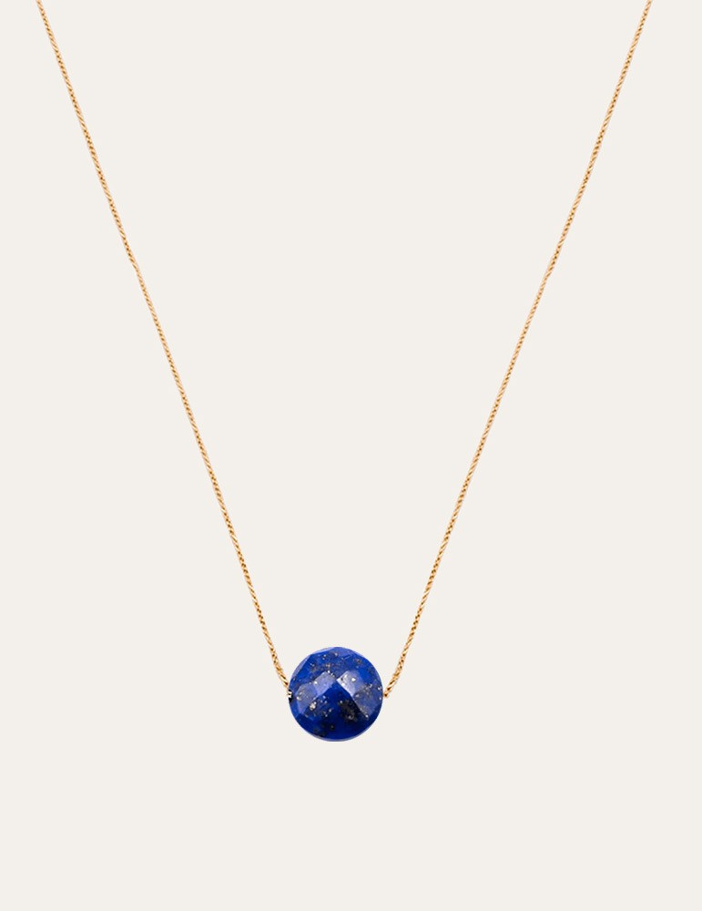 Collier Lapis lazuli rond en Plaqué or Aloe Bijoux Collier Lapis lazuli rond en Plaqué or Aloe Bijoux
