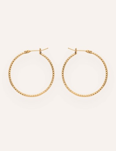 Boucles d'oreilles créoles diamantées plaqué or Aloe Bijoux