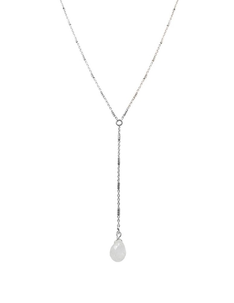 Collier Y en Argent Pierre de lune - Yzée Aloe Bijoux