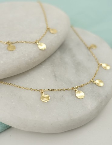 Collier double rangs pastilles striées plaqué or Aloe Bijoux