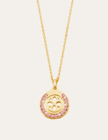 Collier cercle en pierre de soleil et Plaqué or Aloe Bijoux