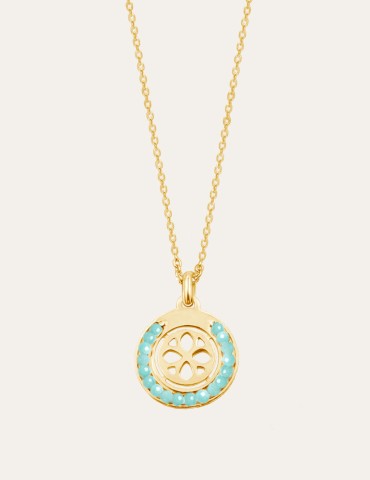 Collier cercle en pierre de soleil et Plaqué or Aloe Bijoux