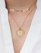 Collier chevron Quartz rose carré en Plaqué or - Antica