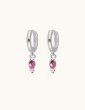 Boucles d'Oreilles Créoles en Argent avec Tourmaline rose Aloe Bijoux