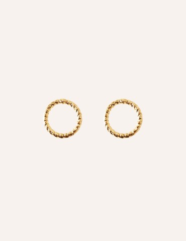 Boucles d'Oreilles anneau Texturés en Plaqué Or - Ines Aloe Bijoux