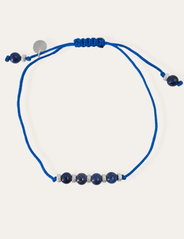 Bracelet en Cordon avec Lapis Lazuli et Argent 925 - Olga Aloe Bijoux