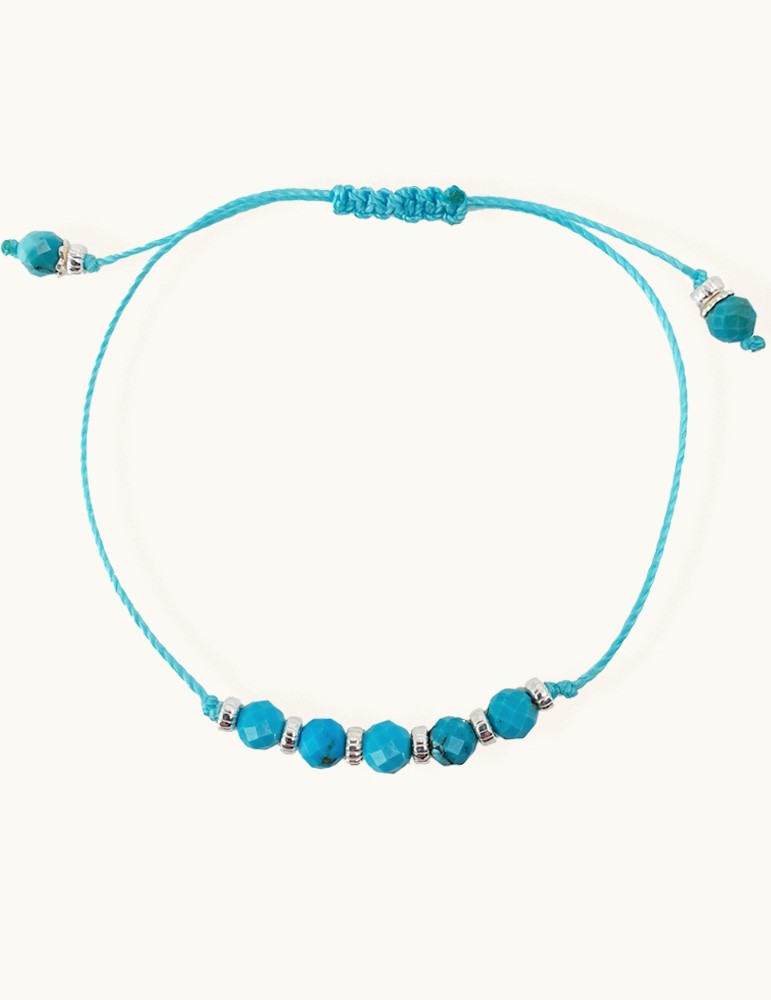 Bracelet Cordon avec Pierre Turquoise et Argent 925 - Olga Aloe Bijoux