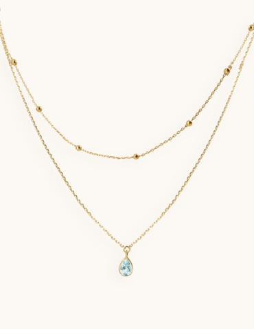 Collier Double Chaîne avec Goutte de Topaze Colliers