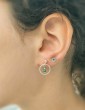 Boucles d'oreilles cercles diamantés et malachite - Elena Aloe Bijoux