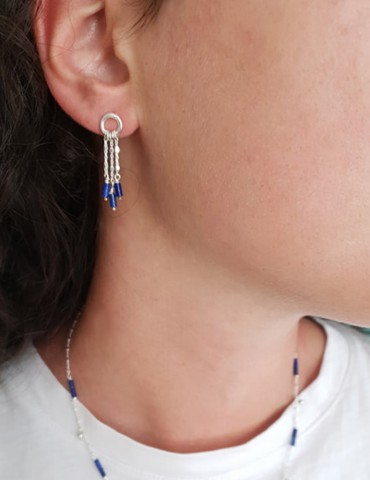 Boucles d'oreilles argent et lapis lazuli - Cléopâtre Aloe Bijoux