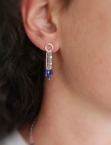 Boucles d'oreilles argent et lapis lazuli - Cléopâtre Aloe Bijoux