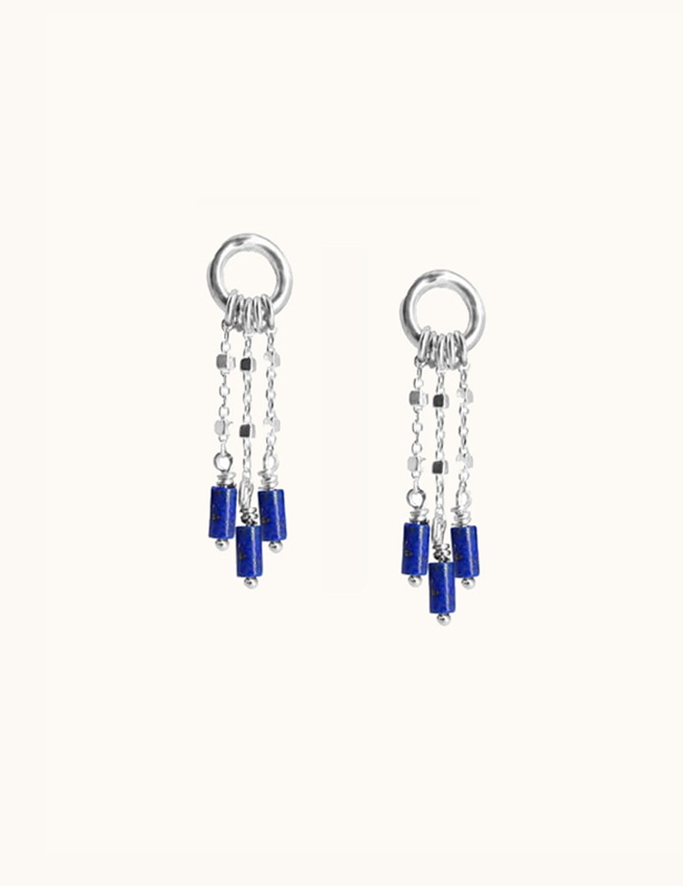 Boucles d'oreilles argent et lapis lazuli - Cléopâtre Aloe Bijoux