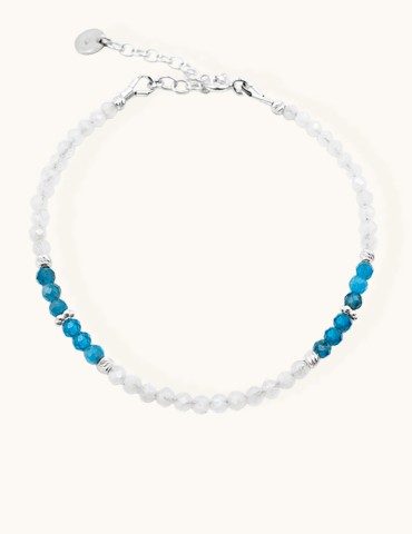 Bracelet perles Pierre de lune, Apatite et Argent 925 - Lali Aloe Bijoux