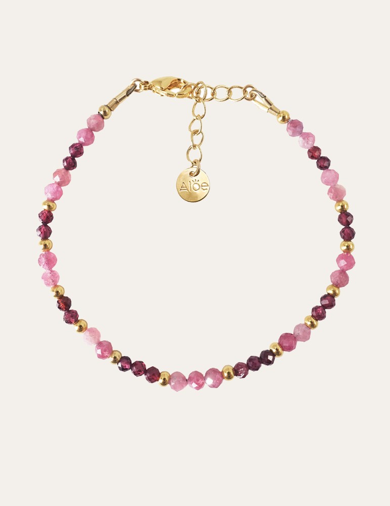 Bracelet tourmaline et grenat plaqué or
