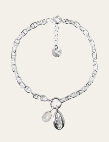 Bracelet Chaîne en Argent avec Coquillage et Pierre de Lune Aloe Bijoux
