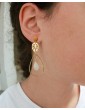 Boucles d'oreilles Pierre de Lune avec Feuille ajourée en Plaqué Or Aloe Bijoux
