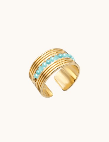 Bague Amazonite en Plaqué or - CODE Aloe Bijoux