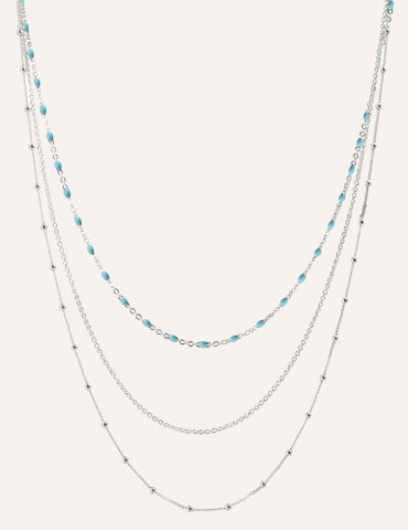 Collier 3 rangs en argent perlé - Couleur personnalisable Colliers