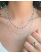 Collier 3 rangs en argent perlé - Couleur personnalisable Colliers