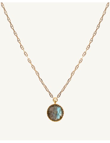 Collier chaîne plaqué or et Labradorite - Juliette Colliers