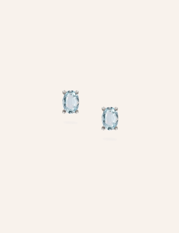 Boucles d'oreilles puces en argent avec Aigue Marine Aloe Bijoux