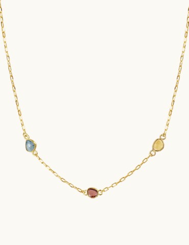 Collier chaîne plaqué or 3 tourmalines Aloe Bijoux