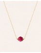 Collier Chaîne en Plaqué Or avec Rubis Hexagonal Aloe Bijoux