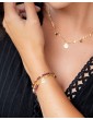 Bracelet en Plaqué Or et Grenats avec Pastille Sertie de Zircons Aloe Bijoux