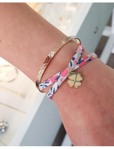 Bracelet liberty et trèfle en plaqué or - Rose Aloe Bijoux