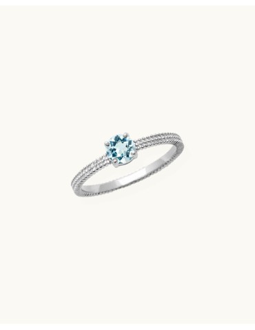 Bague Striée en Argent 925 avec Topaze Bleue – Jenny Aloe Bijoux