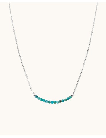 Collier barrette de turquoises sur chaîne en argent. Aloe Bijoux