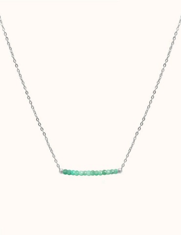 Collier Barrette en Argent 925 avec Émeraude ou Saphir Aloe Bijoux