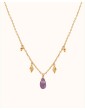 Collier Pampilles Losanges en Plaqué Or avec Goutte d’Améthyste Aloe Bijoux