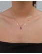 Collier Pampilles Losanges en Plaqué Or avec Goutte d’Améthyste Aloe Bijoux