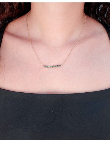 Collier en Plaqué Or avec Barrette d'Émeraudes Aloe Bijoux
