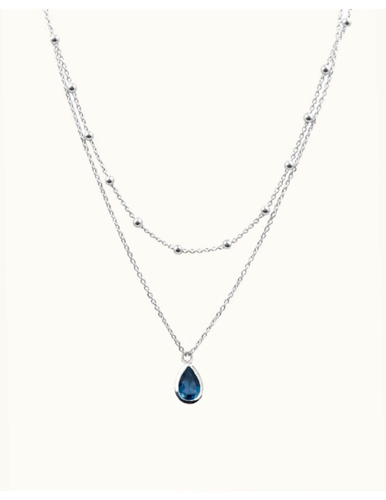Collier double rang et Topaze bue london en Argent 925 Colliers