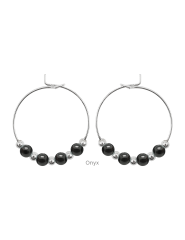 Créoles Daphné en argent et pierres fines Aloe Bijoux