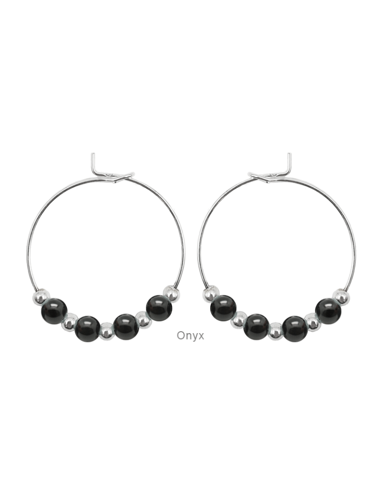 Créoles Daphné en argent et pierres fines Aloe Bijoux Créoles Daphné en argent et pierres fines Aloe Bijoux