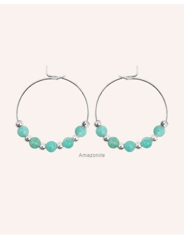 Créoles Daphné en argent et pierres fines Aloe Bijoux