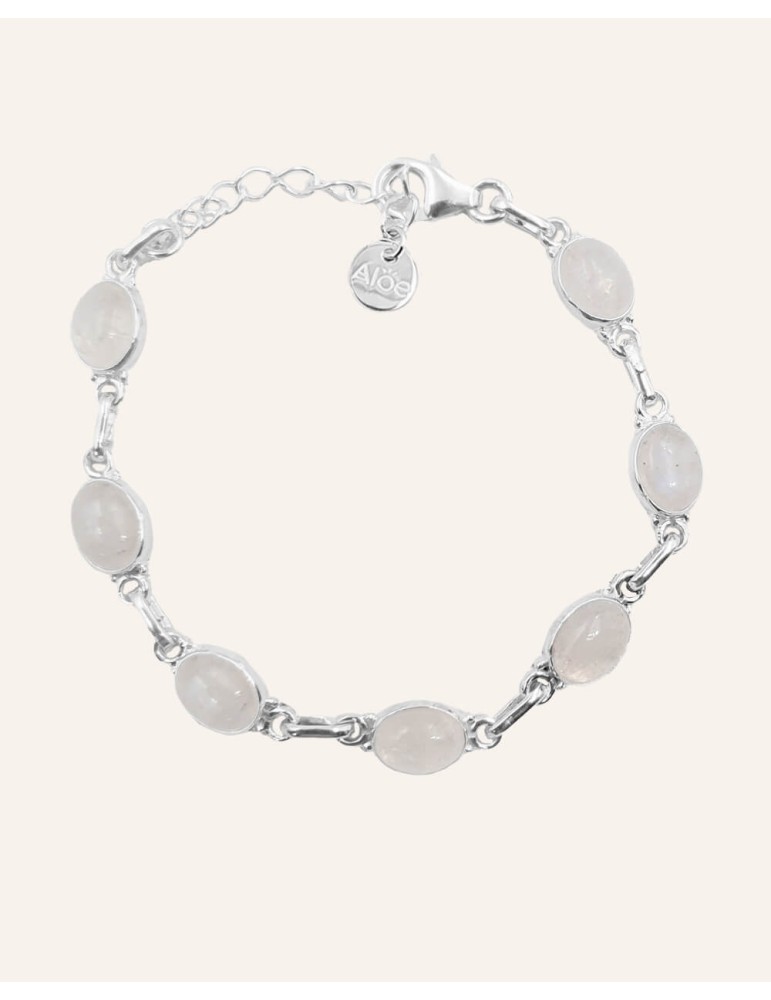 Bracelet 7 Pierres de Lune Ovales en Argent 925 Aloe Bijoux Bracelet 7 Pierres de Lune Ovales en Argent 925 Aloe Bijoux