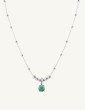 Collier Chaîne Perlée en Argent 925 avec Pendentif Émeraude Aloe Bijoux
