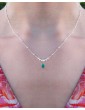 Collier Chaîne Perlée en Argent 925 avec Pendentif Émeraude Aloe Bijoux