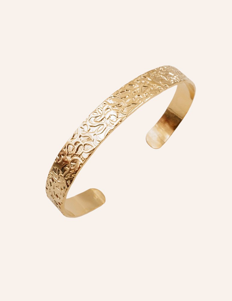 Bracelet Manchette Martelée en Plaqué Or Aloe Bijoux Bracelet Manchette Martelée en Plaqué Or Aloe Bijoux
