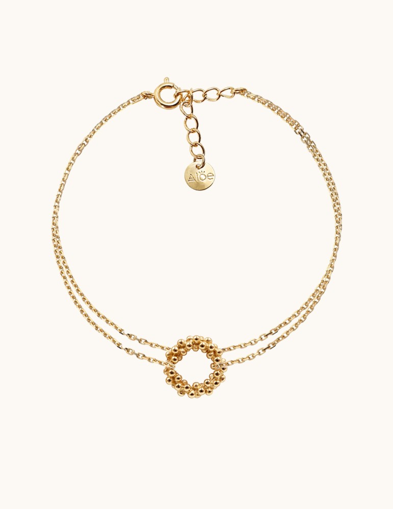 Bracelet double chaine rond avec grains en Plaqué or Aloe Bijoux Bracelet double chaine rond avec grains en Plaqué or Aloe Bijoux