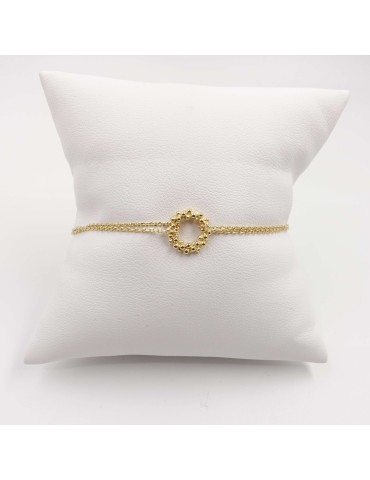 Bracelet double chaine rond avec grains en Plaqué or Aloe Bijoux